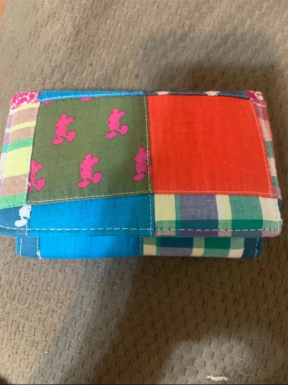 Disney World Parks Mickey Mouse Plaid Patchwork Kids Wallet